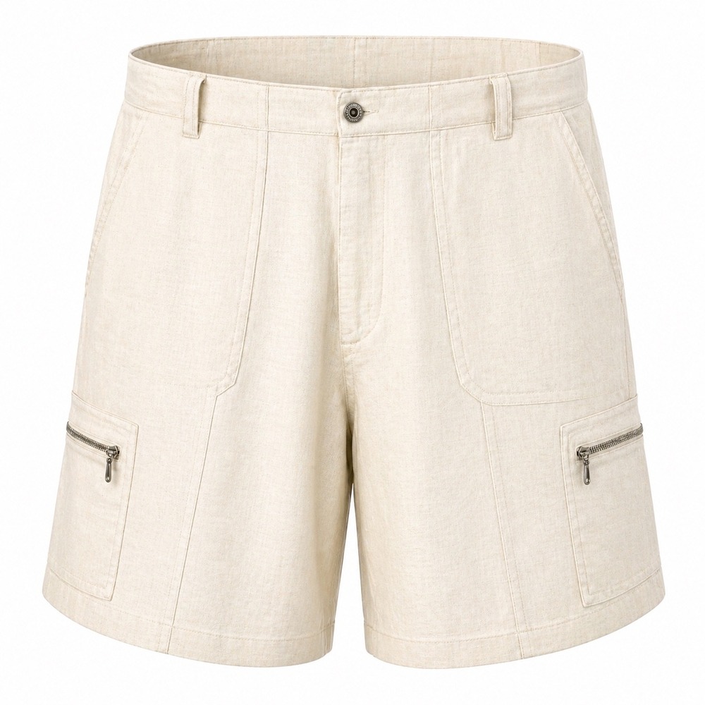 Lauren Ralph Lauren Cream Linen Safari Bermuda Shorts High Rise Size 28